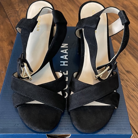 Cole Haan New Kadi Black Suede Block Heels - Picture 2 of 3